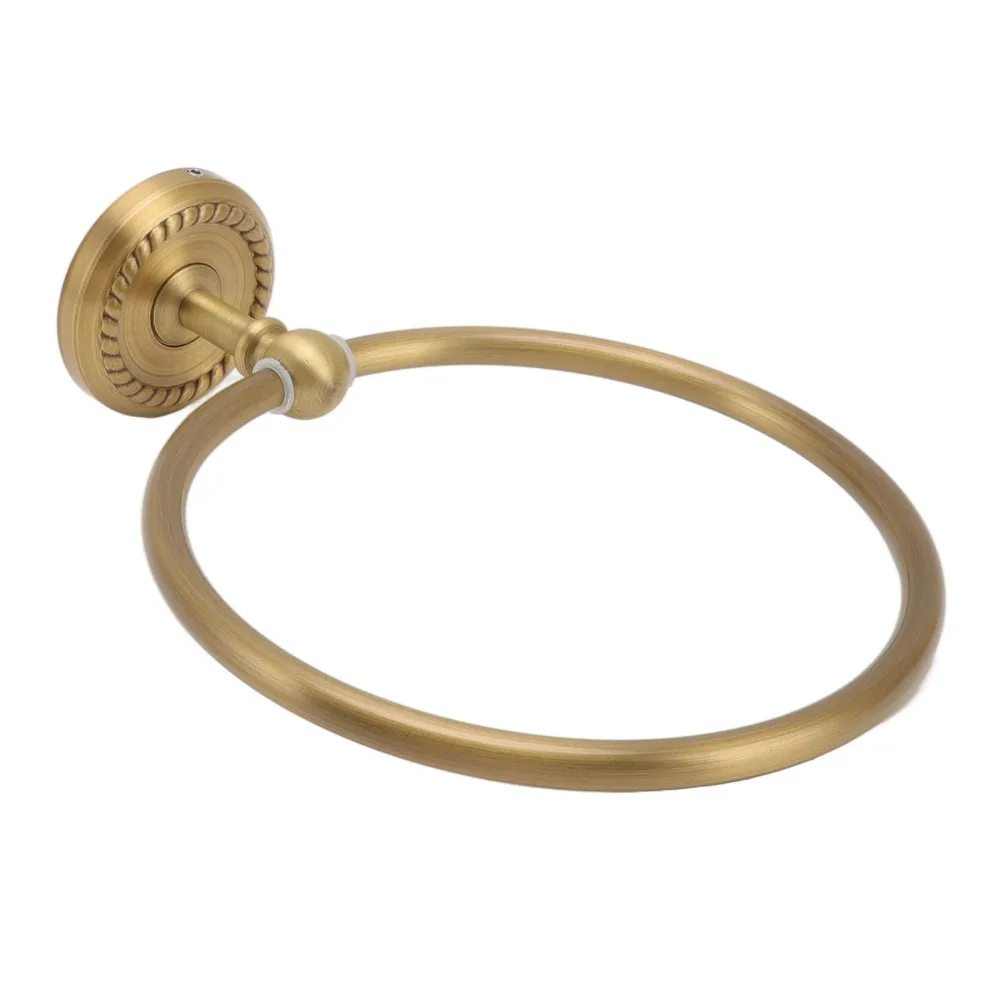 

Round Brass Towel Ring Antique Gold Rustproof Hand Towel Holder Wall Mounted Durable Towel Rack Hanger Bathroom Organizer