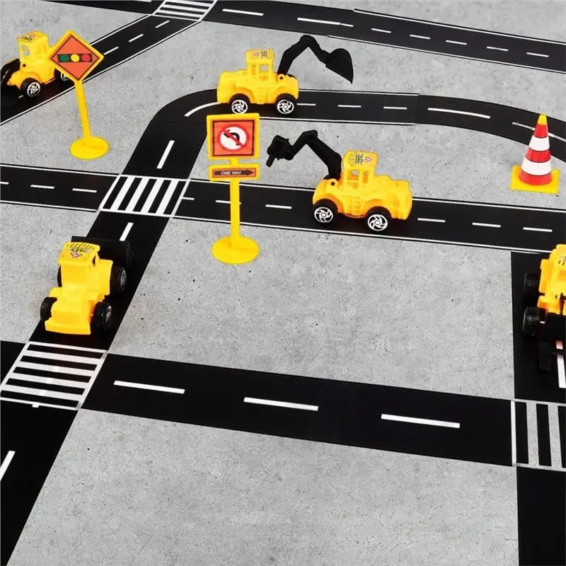 ABUM- Car Road Tape Stickers 4 Rolls With Curves, For Kids' For Birthday/Racing Party Decoration Roadway
