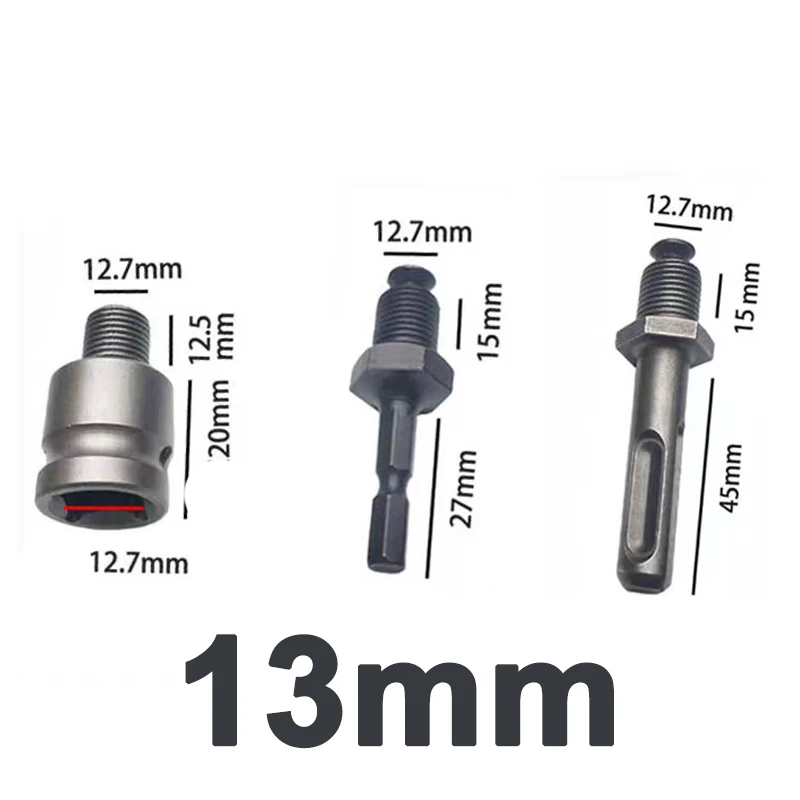 1.5-13mm Converter 1/2 20UNF Key Drill Chuck Thread Adapter Hex SDS 1/2 Square Impact Driver Wrench Bit Connecting Rod Hex