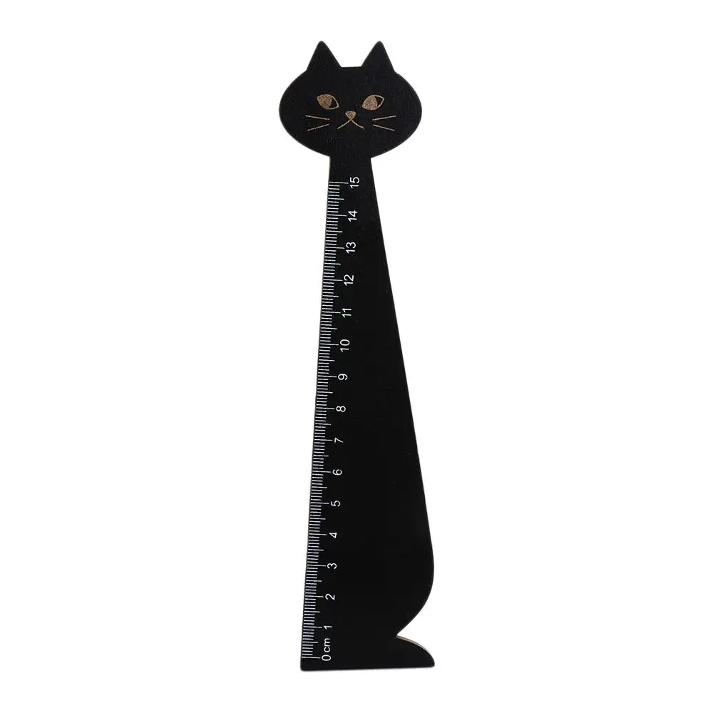 

15cm/5.9inch Practical Cute Cartoon Cat Wooden for School Office Home Drawing Ruler Straight Ruler Student Tools Sewing Ruler