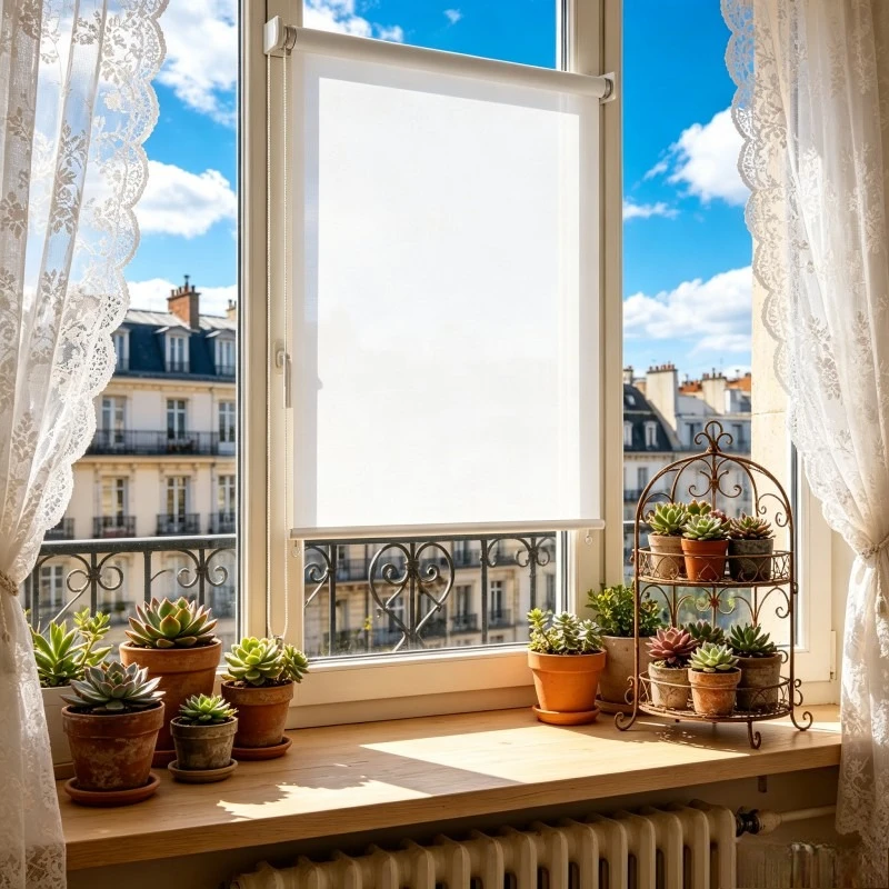 Store banne extérieur 240x140 cm blanc, volet occultant protection solaire, toile HDPE résistante, pour terrasse jardin balcon, installation facile