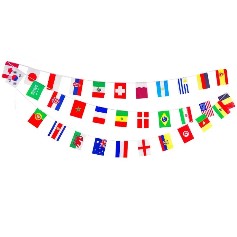 14x21cm 50pcs National String Flags Club Bar Decoration  Football Party Hanging Flags Banners Soccer Fans Gift