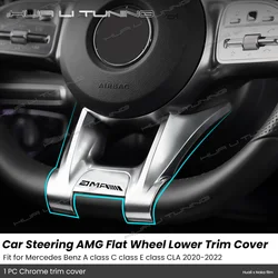 Car Steering Wheel AMG Trim Cover For Mercedes Benz 2020 2021 2022 Sport A Class C Class E Class CLA ABS Chrome Logo Accessories