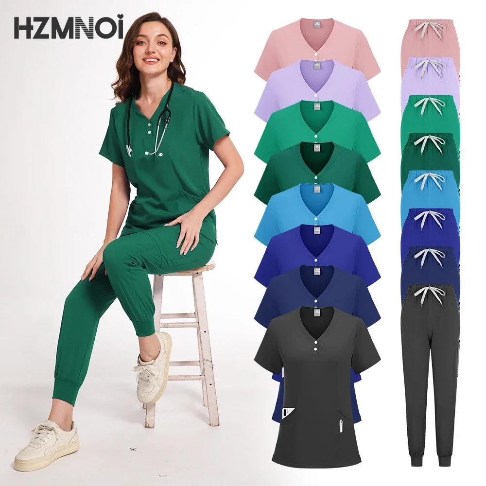 Medical Uniform Elastic Scrub Set Hospital Surgical Scrubs Tops Pants Nurse Nursing Workwear Doctors Clothes Medical Accessories