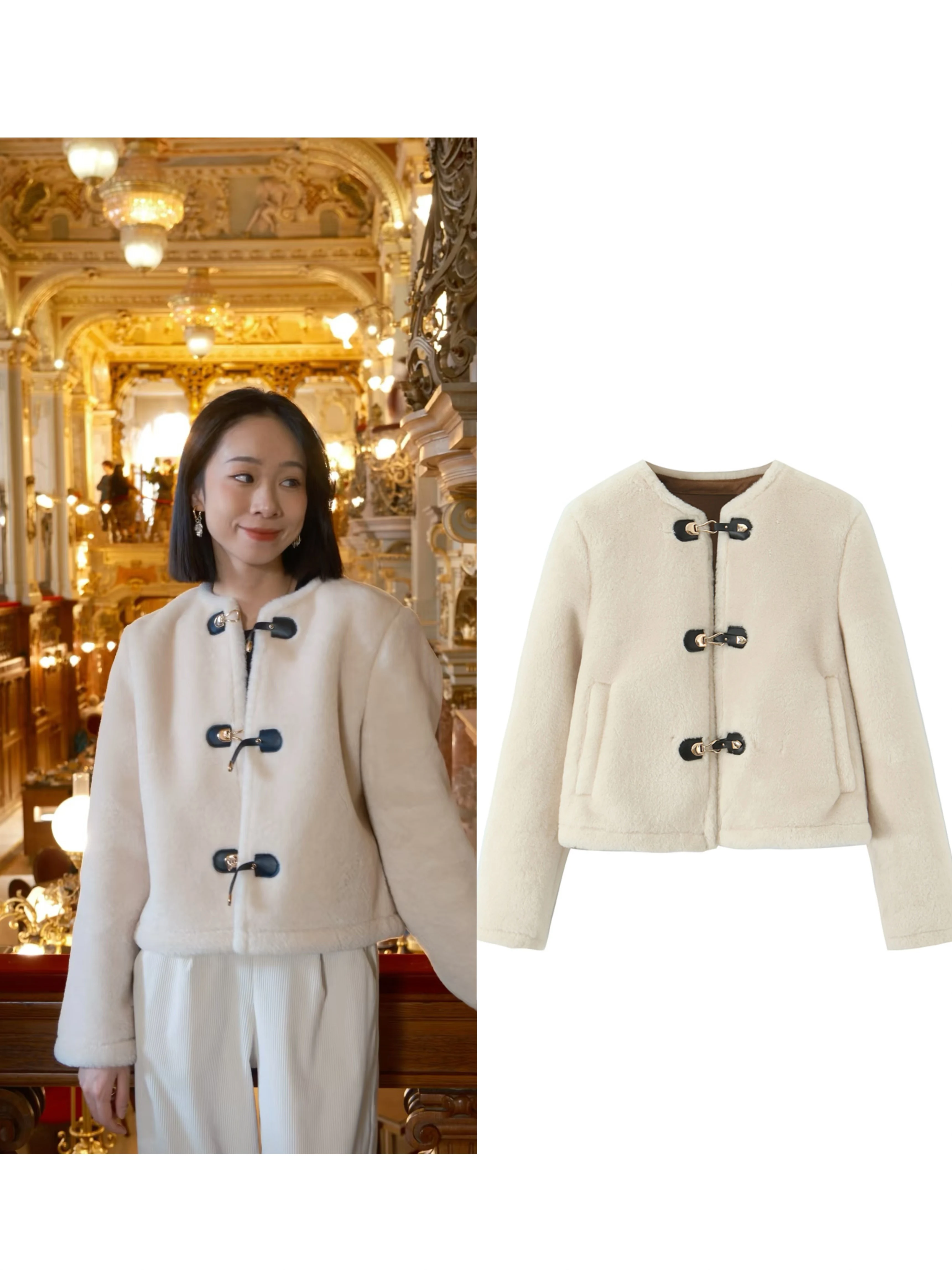 

2023 Осенняя новая двусторонняя куртка, короткий стиль, круглый вырез, плюшевая ткань обеспечивает уютное тепло осенью и зимой.