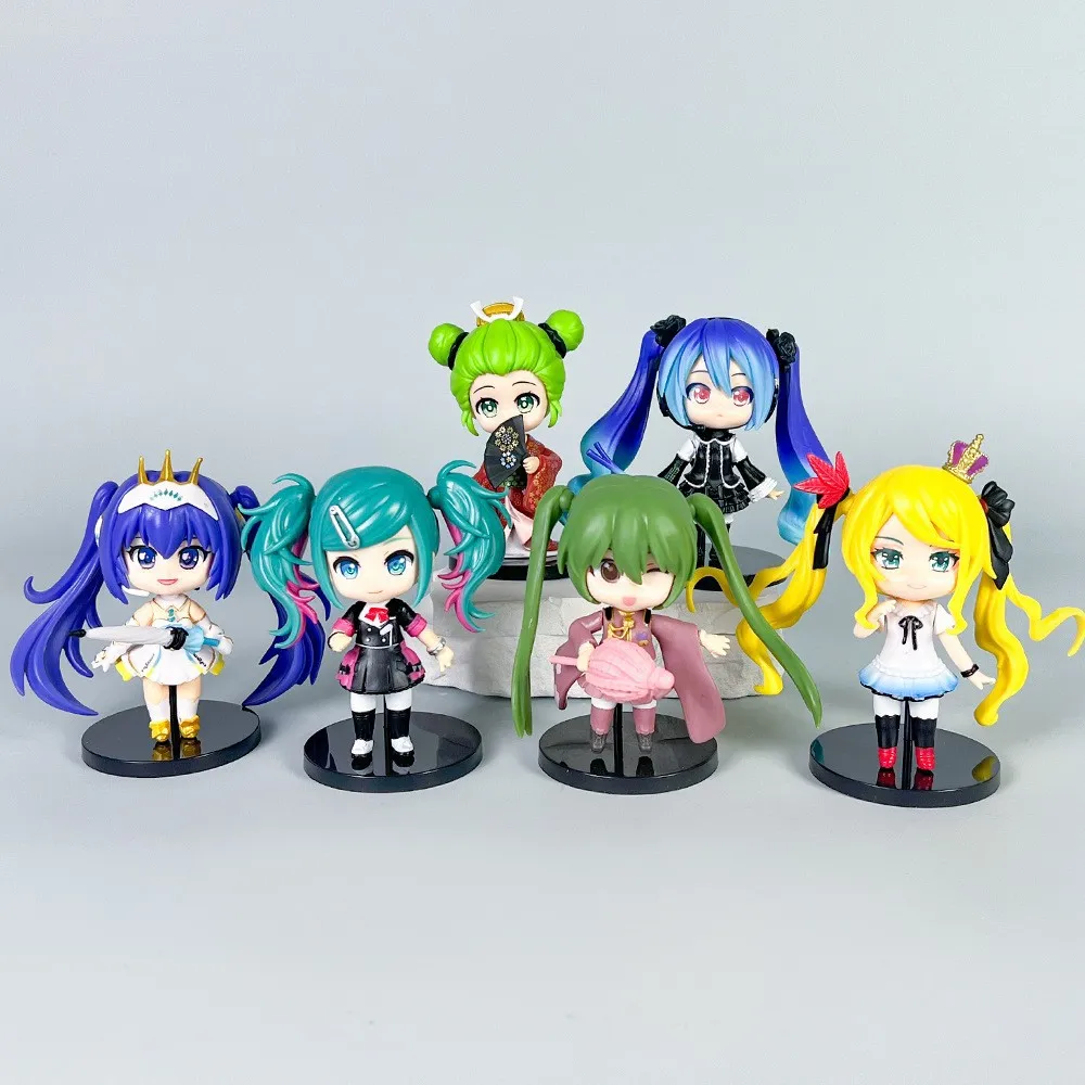 

6 pcs Q version Hatsune Miku Kimono Doll Ornaments PVC Anime Collection Desktop Decor Model Toys Christmas Gift