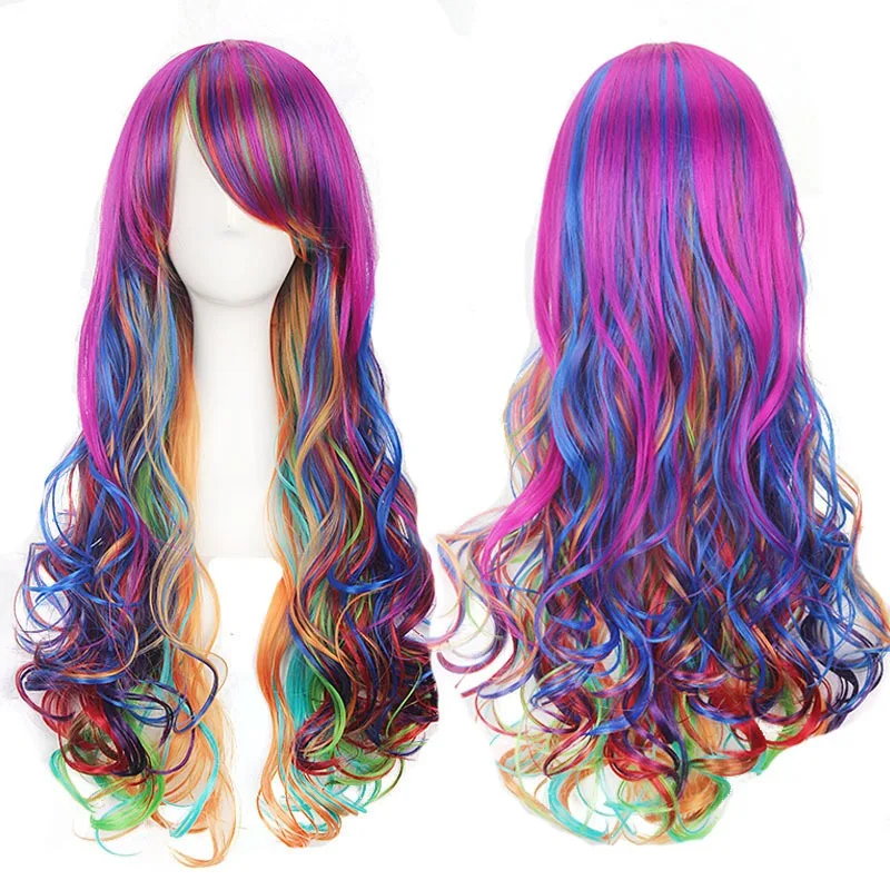 

Lady Gradient Color Long Curly Hair Ball Role Play Anime Headwear Wig Stage Performance Accessories Foal Long Style Headgear