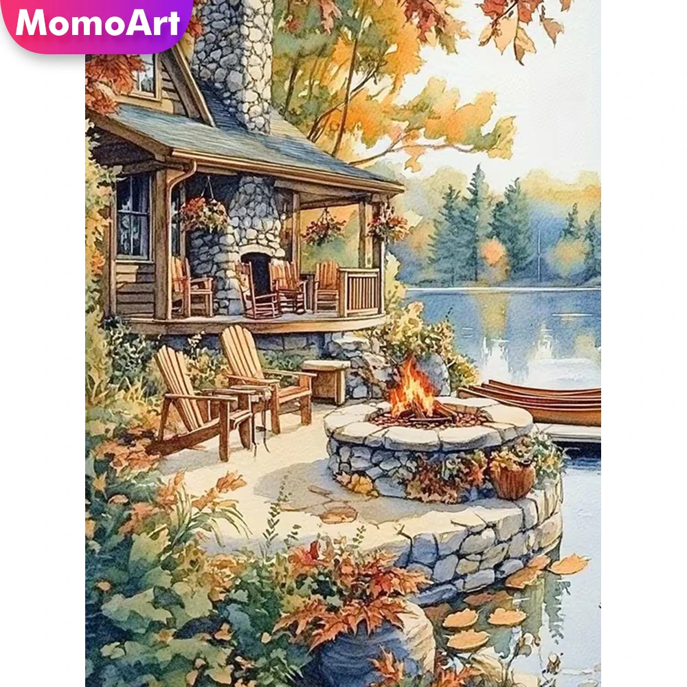 

Набор для вышивания алмазной мозаикой Momoart: Пейзаж деревни, алмазная живопись, вышивка крестом, новинка, декор для стен