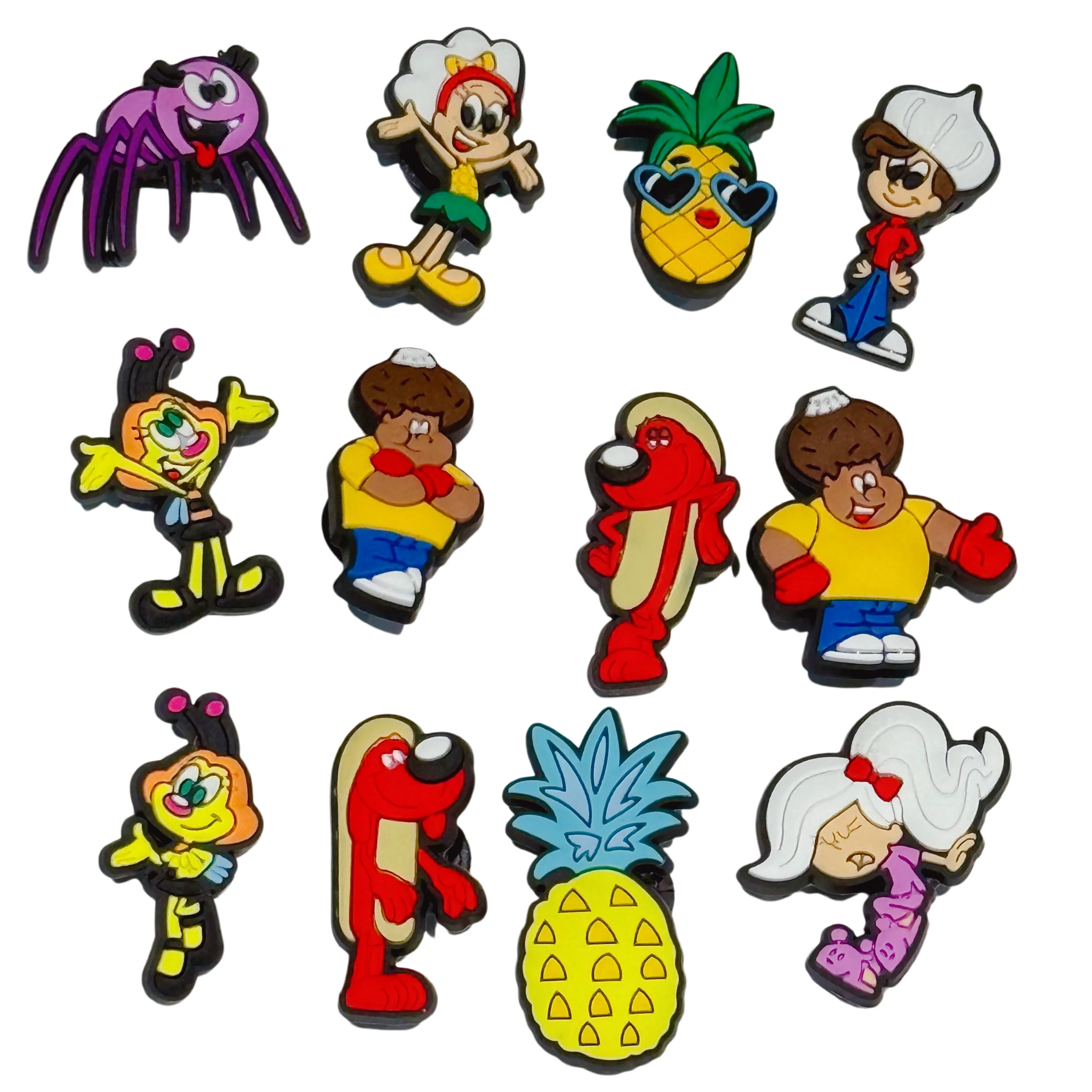 1-12Pcs Kids Cartoon Character PVC Shoe Ornaments Red Dogs Slipper Buckle Charms For Cool Birthday Present