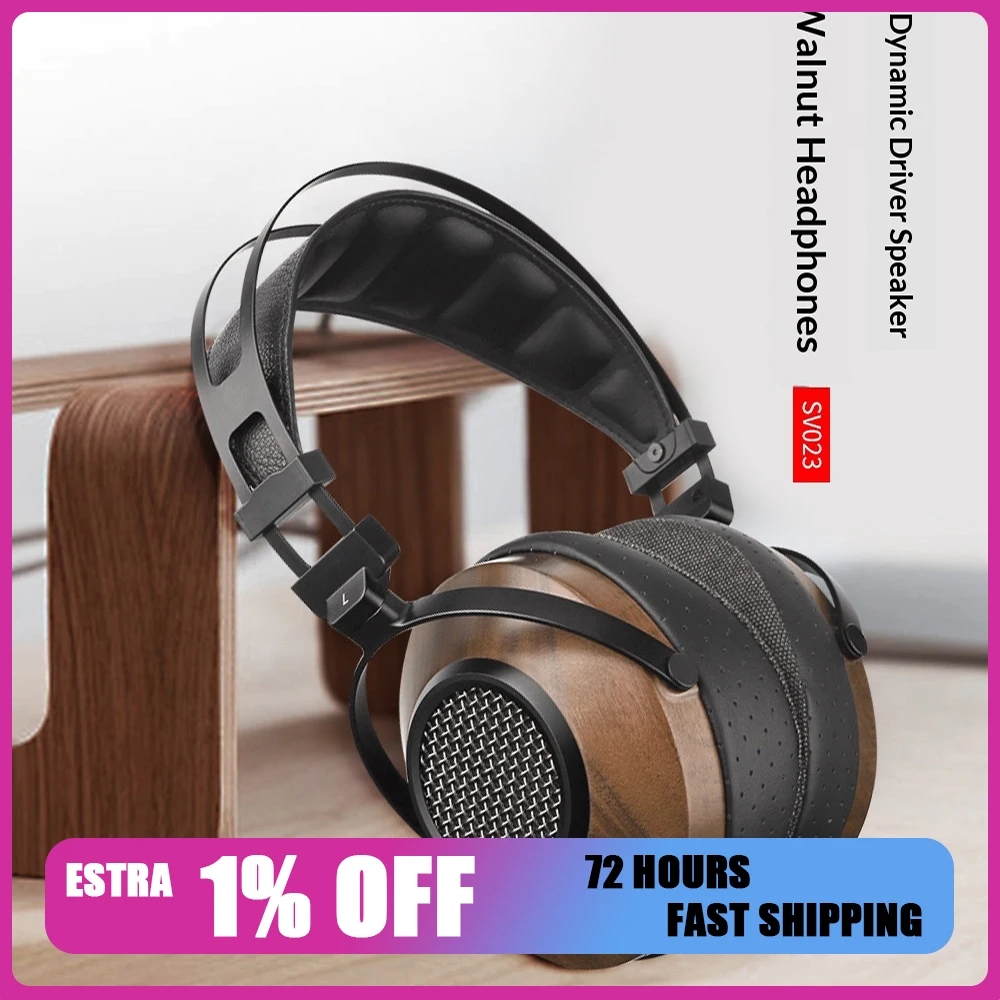 SIVGA SV023 Open Back Dynamic Driver HiFi Wired Over-Ear Headphones Walnut Wood 300 Ohm 4.4mm Audiophile Headset For Gifts