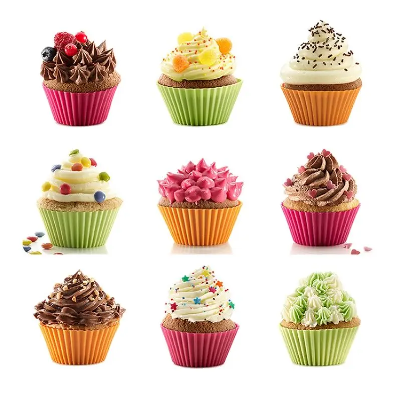 (6pcs) 7cm 9cm Small Big Size Silicone Muffin Cups Cake Molds Baking Cups