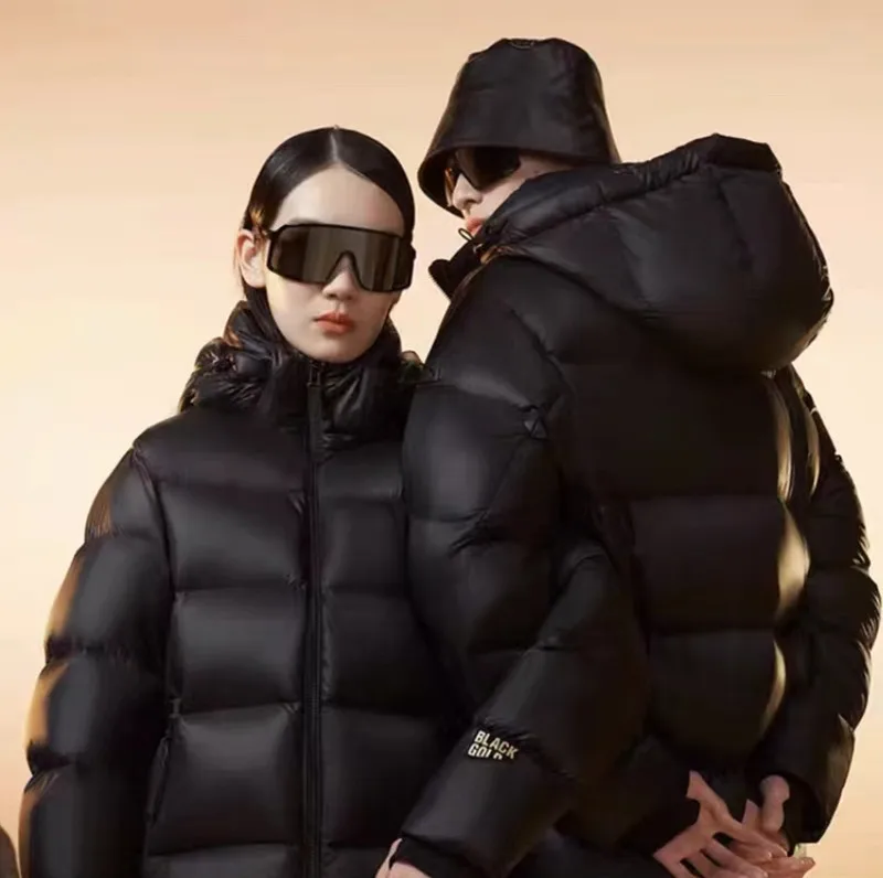 Down jacket autumn and winter short warm bread jacket men's and women's same thickened black gold jacket down jacket