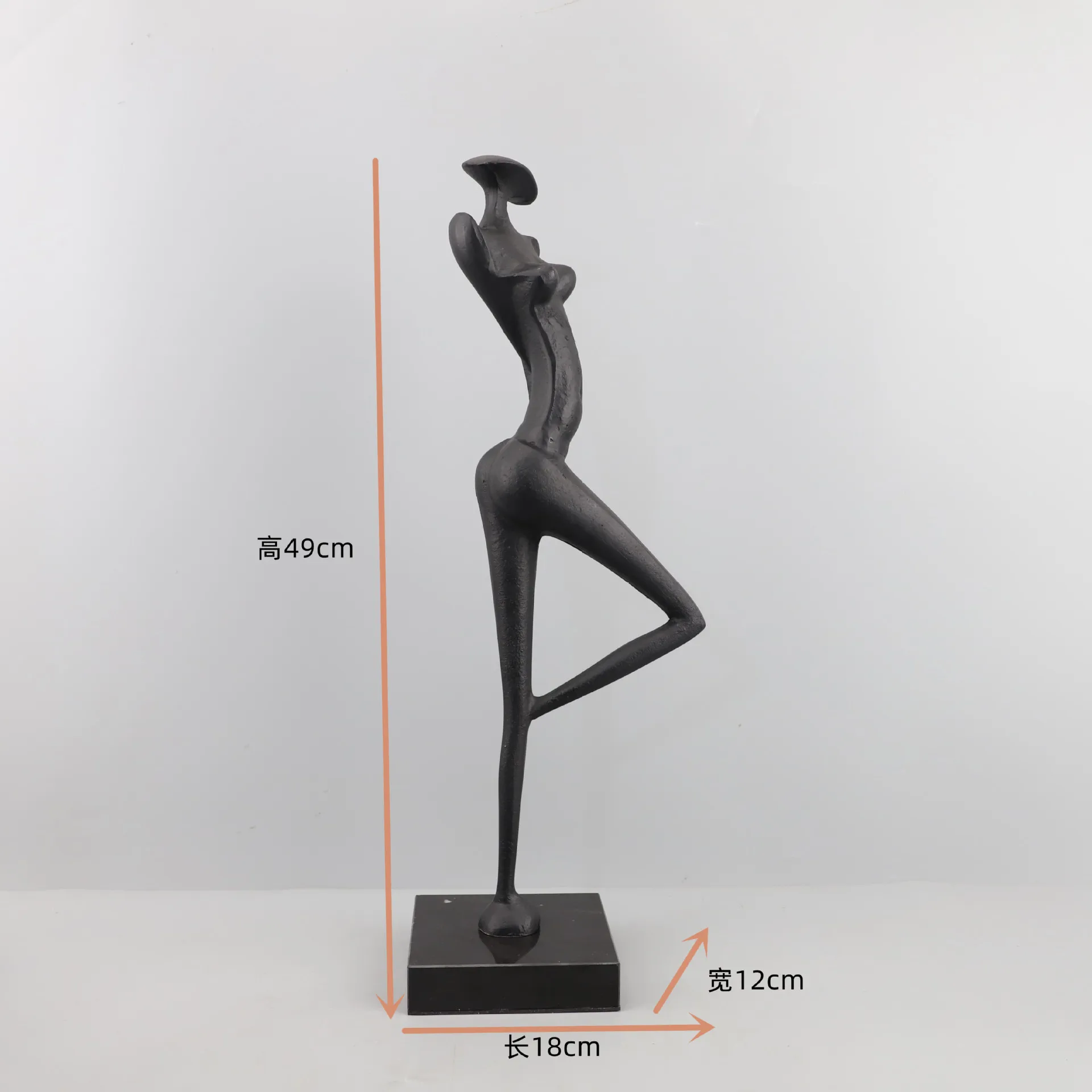 Gietijzeren zwarte menselijke sculptuur ornamenten, abstracte kunst metalen figuur sculpturen, woonkamerdecoraties, bureaublad beeldjes