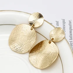 Greatera Hollow Circle Alloy Women's Drop Earrings Gold Color Personality Light Luxury Trendy Geometry Jewelry Original Design