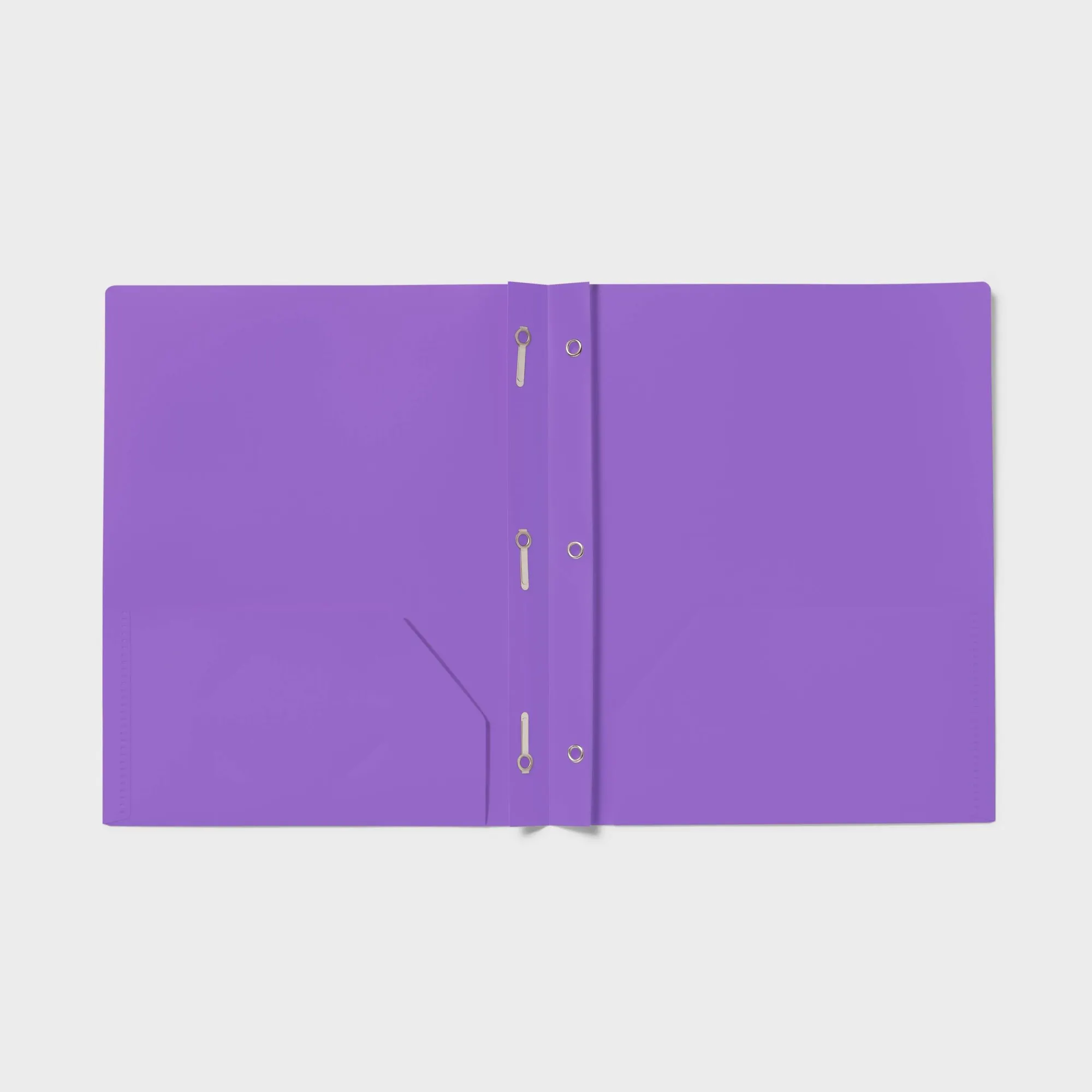 2 Pocket Plastic Folder with Prongs Purple: School Supplies, Polypropylene, 50 Sheet Capacity, 2 Internal Pockets view 3