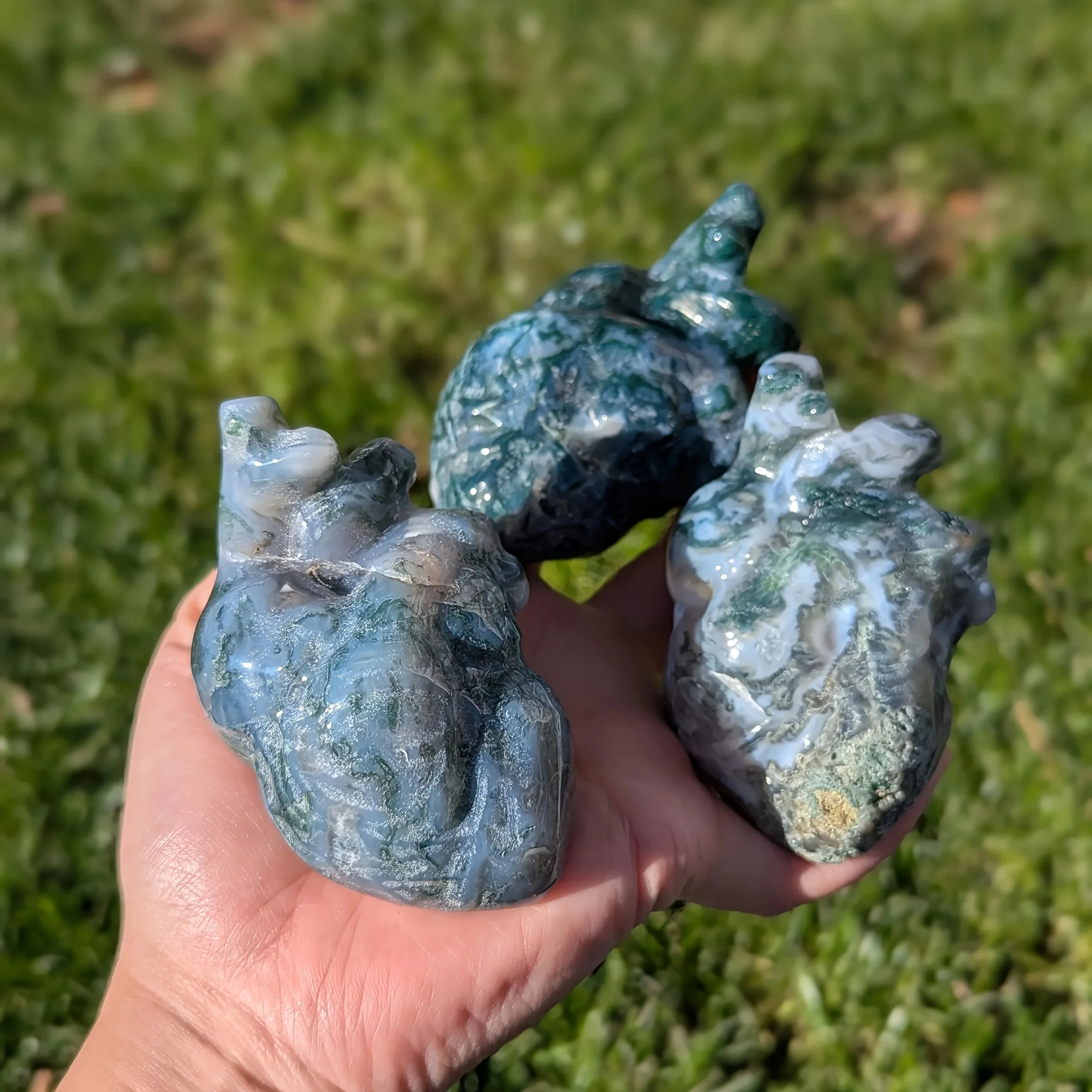 1Pc Moss Agate Hear…