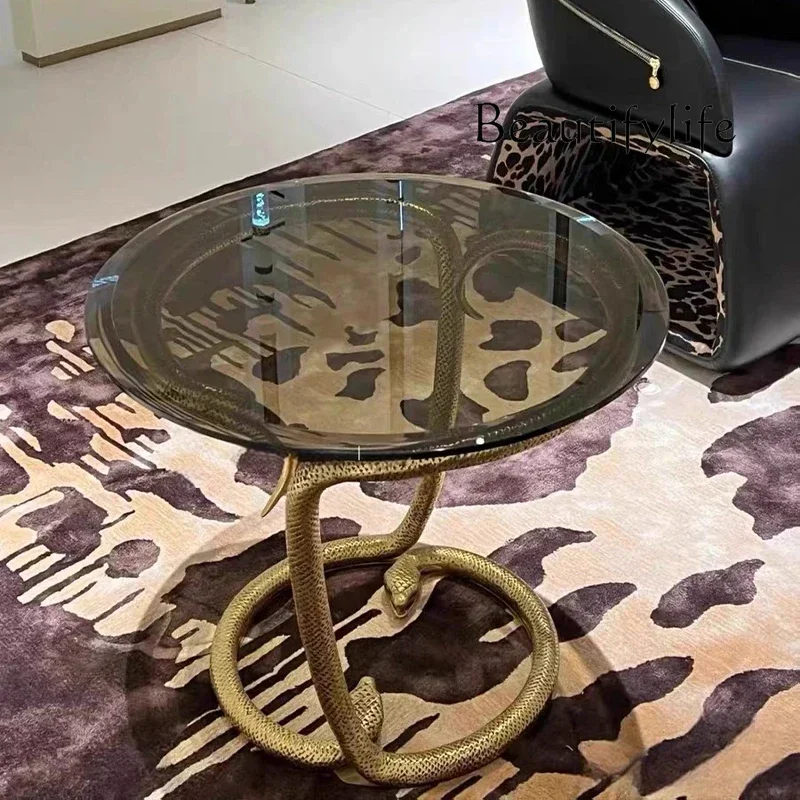 Tt Italian Light Luxury Corner Few Modern Luxury Serpentine Simple Villa Luxury Home Living Room Sofa Side Few
