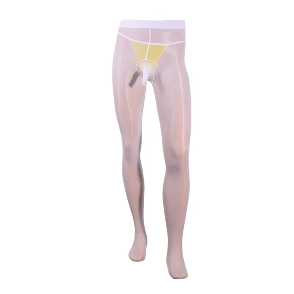 Pantimedias transpirables sexis de talla grande para hombre, medias transparentes ultrafinas y brillantes, medias para gays, bolsa Sissy, ropa interior de secado rápido