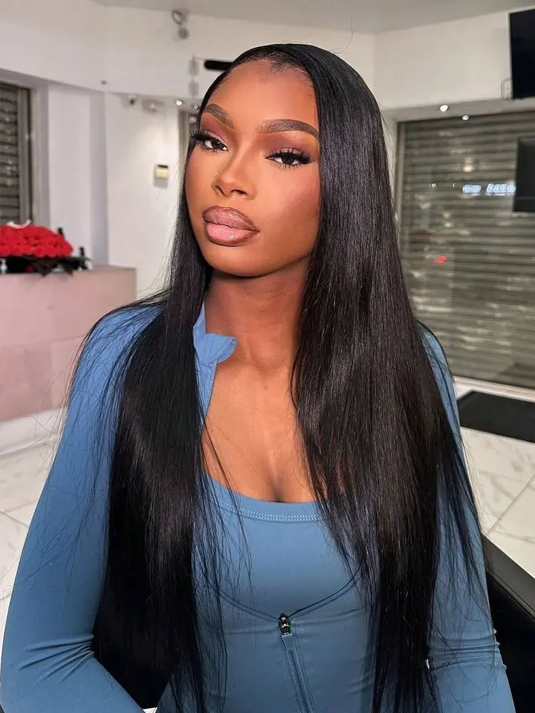 30 32 Inch 13x6 HD Transparent Bone Straight Lace Front Wigs 250% Brazilian Human Hair Wigs 5x5 Glueless Lace Closure Wigs