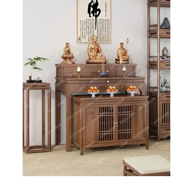 ZZBlack walnut table for incense case Household Buddhist hall table New Chinese casket table for Buddha
