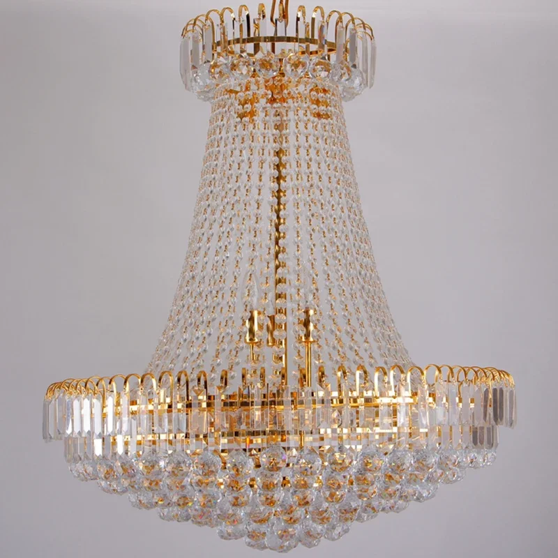 Luxury Royal Empire Golden Europen Crystal Chandelier Large Contemporary Lighting French Style Hotel Lobby Design