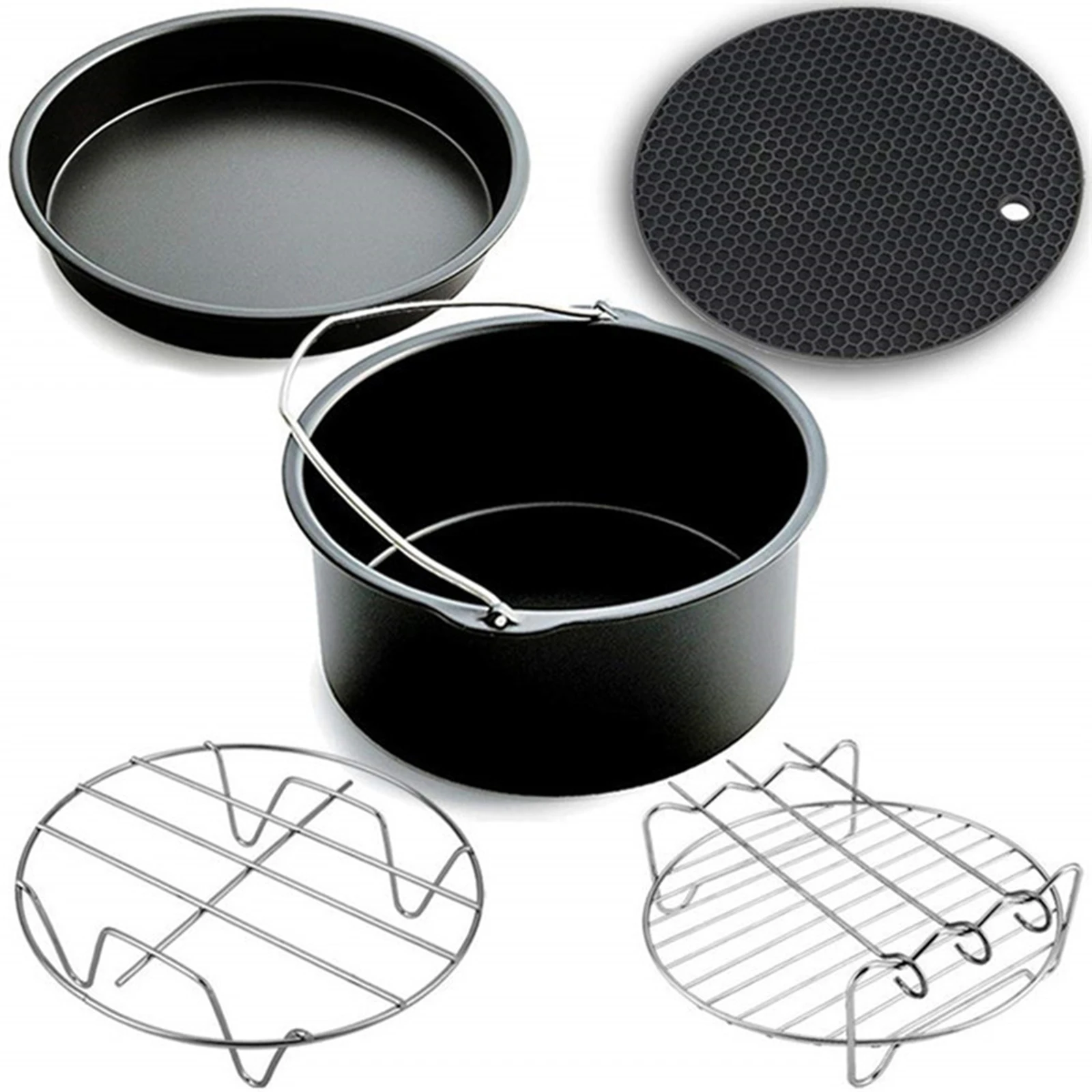 10 pçs 9 polegada antiaderente acessórios de fritadeira de ar conjunto de almofada de isolamento térmico pizza pan única camada vapor rack conjunto