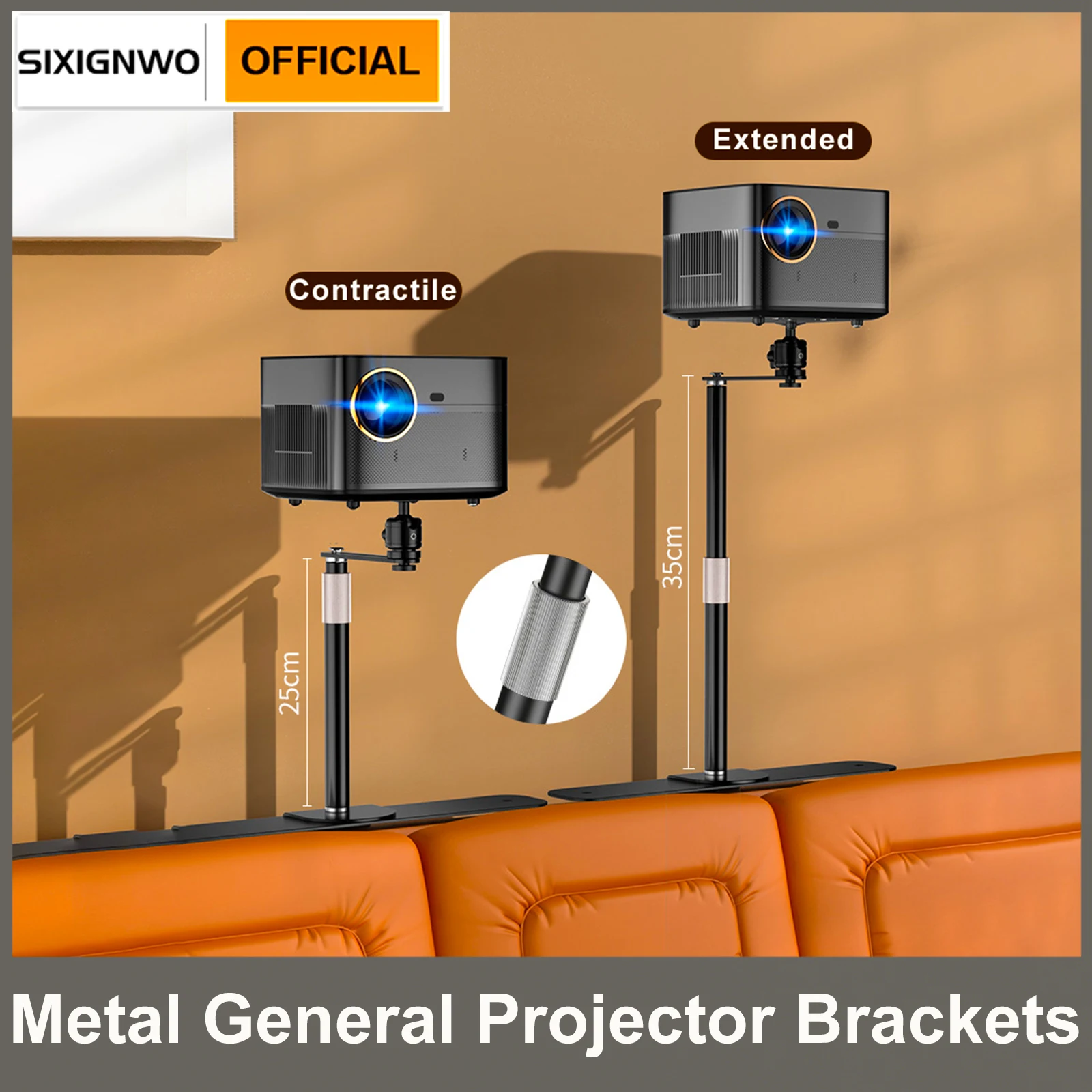 Regulowany stojak na projektor Stojak na projektor 24-40 cm Regulowany kąt montażu projektora Uchwyt z gwintem 1/4 cala do sofy lub przy łóżku