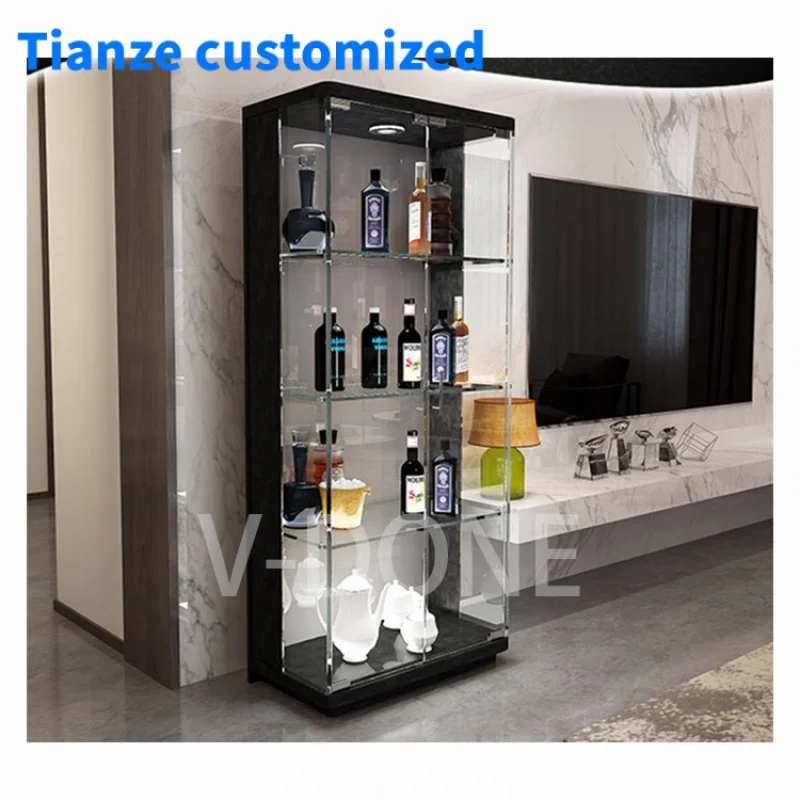 [Customized] custom size living room display cabinet with light decoration glass showcase mobile shop display cabinet