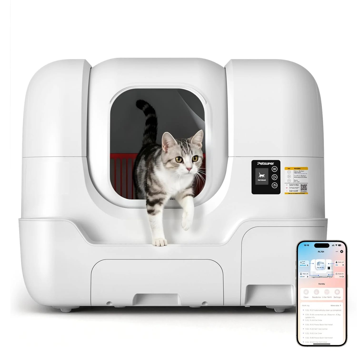 Automatic Cat Litter Box With Camera Self Cleaning Litter Box With Auto Sand Refilling Auto Packing & Sealing & Bag Replacement