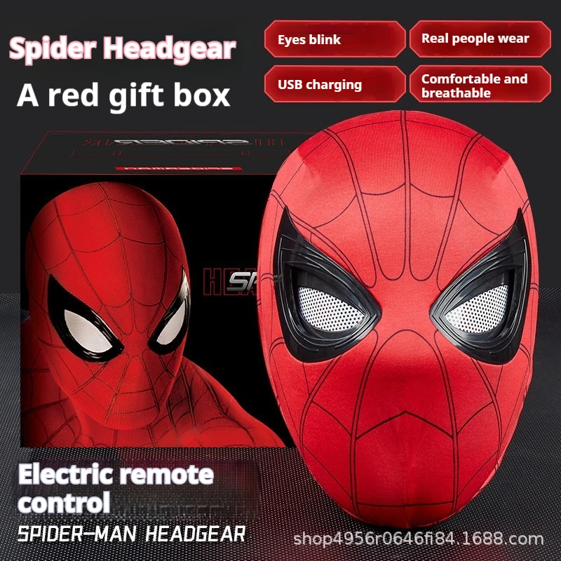 Hottoys Spider-Man No Way Home Ruchome Oczy Elektryczna Migająca Maska Luksusowy Hełm Cosplay Dekoracja Zabawka dla Fanów