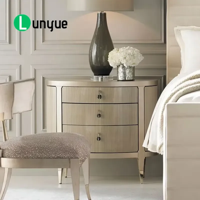Modern Mid Century Luxury Wood Bedside Table with 3 Drawers Smart Storage Nightstand for Bedroom Living Room Furniture