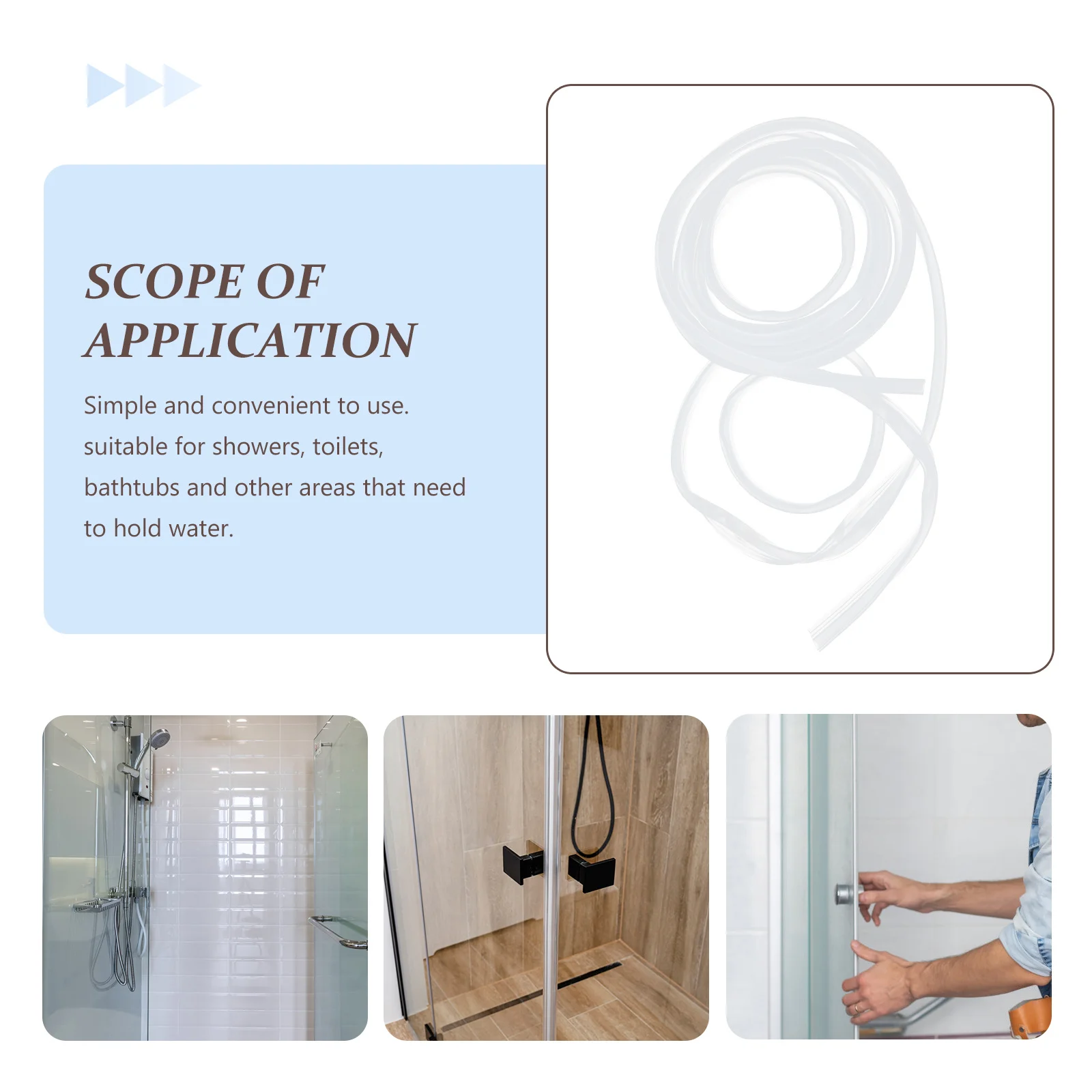 

Shower Door Seal Strip Bathroom Sealing Strip Flexible Water Barrier for Bathtub Overflow Prevention Easy Installation