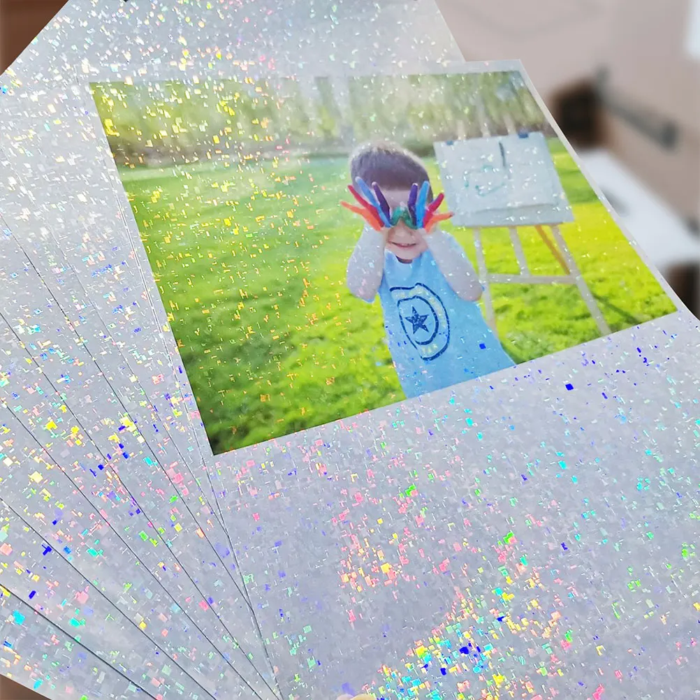 8pcs Waterproof Photo Paper A4 Rainbow Glossy Scratch Resistant Colored Printing Sheets for Office School Projects