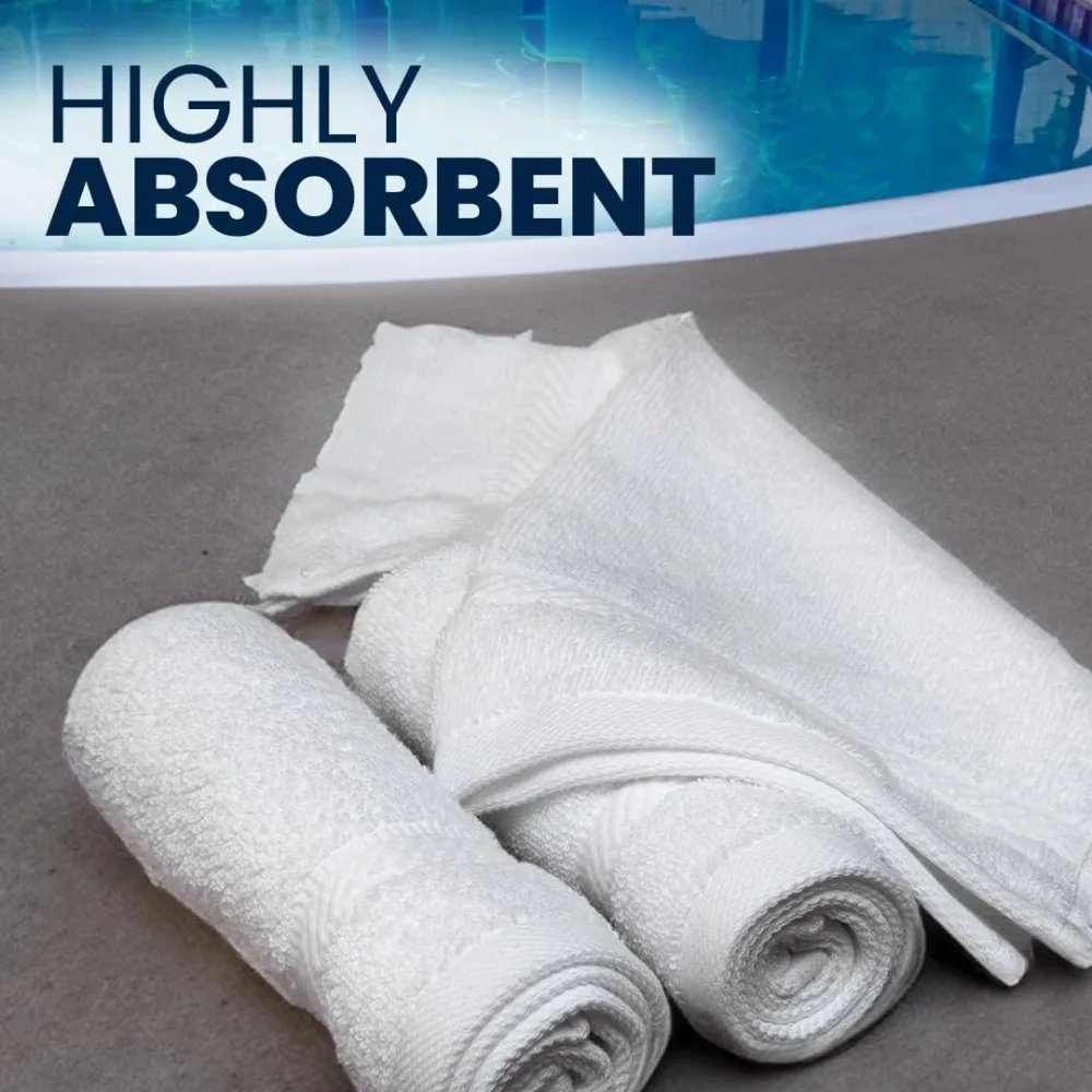 فائق النعومة 12 × 12 بوصة 300 عبوة من مناشف القطن الممشط بنسبة 100% باللون الأبيض الفاخر - ماصة للغاية وجودة فاخرة لجهاز Everyd