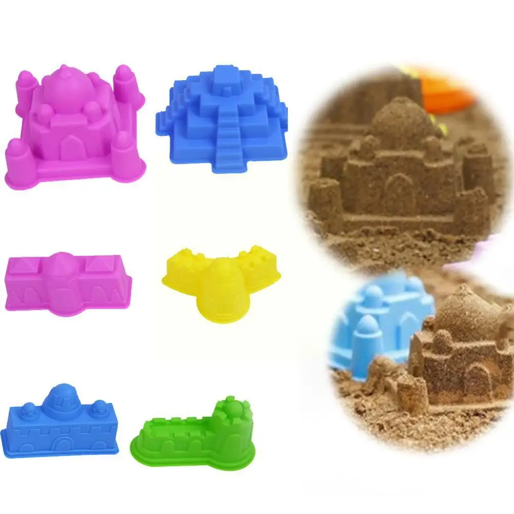 6 Pcs/set Creative Castle Sand Clay Mold Building Pyramid Game Toys Toy Sandcastle Beach Beach Interactive Funny Bath Sand U5K4