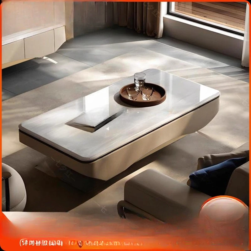 

Natural marble coffee table, TV cabinet combination living room, light luxury and high-end sense