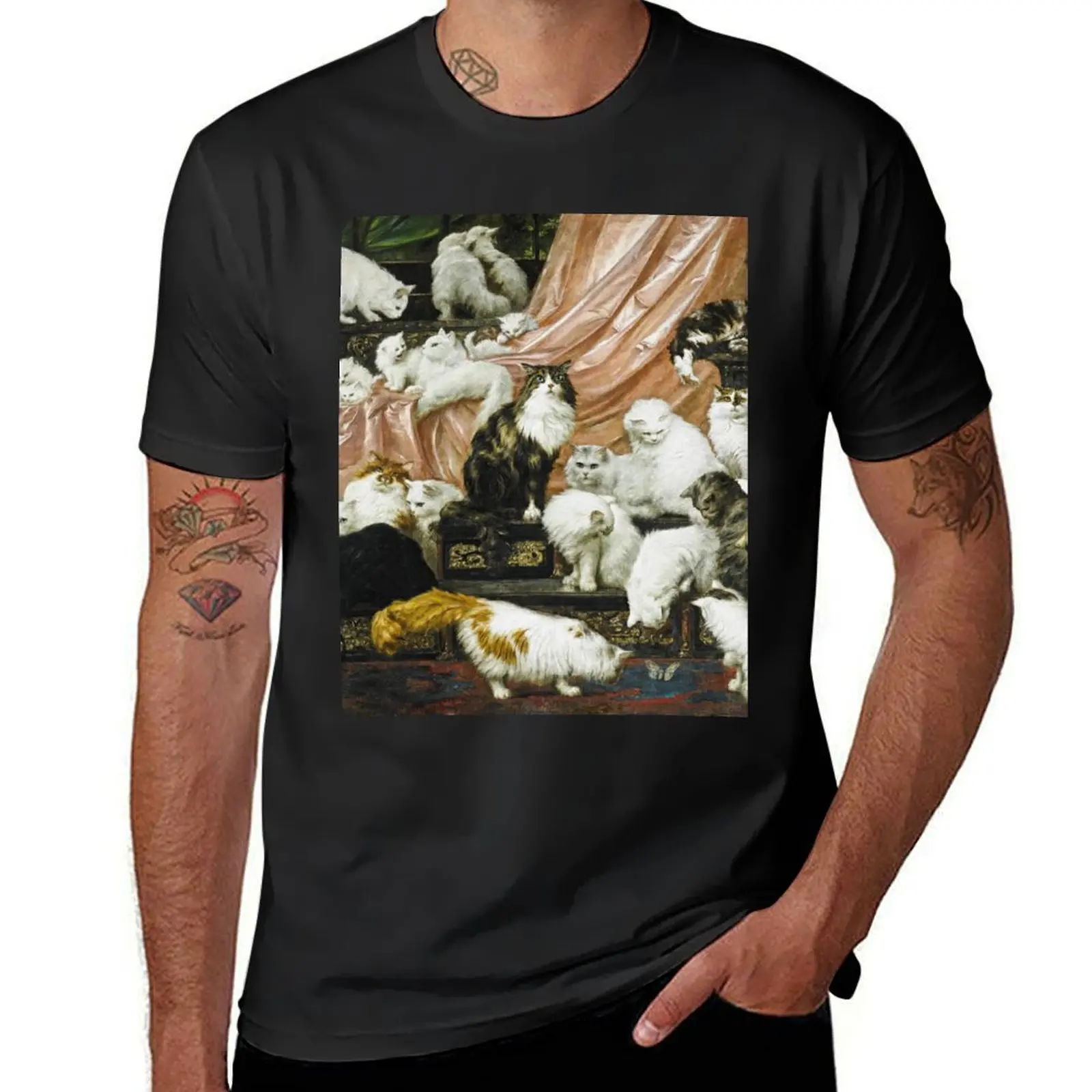 Carl Kahler My Wife’s Lovers Cat Lady 1893 Funny elegant cats painting Fine Art Original HD High Quality T-Shirt