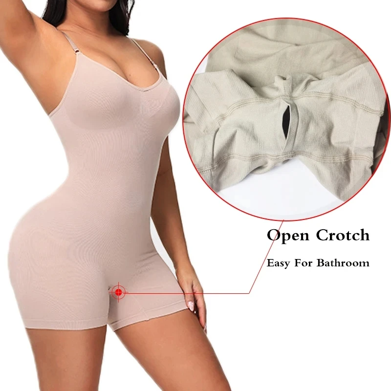 Upgrade Fabric Bodysuit Shapers Spandex Compress Elastic Body Shaper Suits Open Crotch Compression Smooth Shapewear