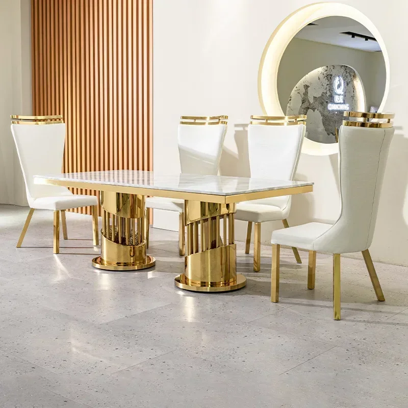 Marble dining table rectangular Italian light luxury high-end household 2 rice table dining table and chair combination