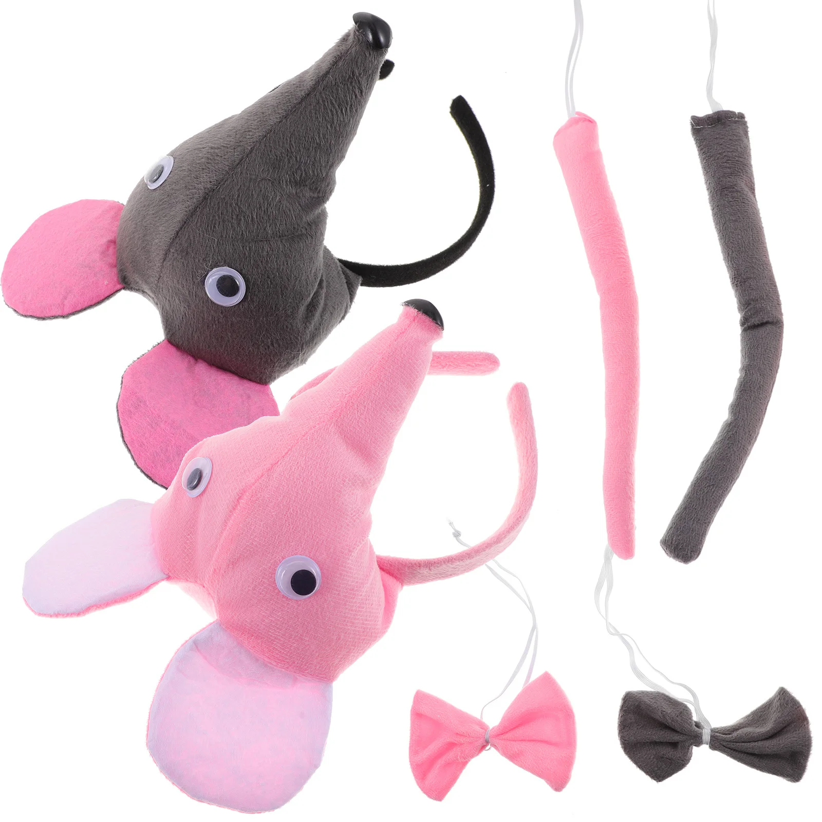 

6Pcs Mouse Headband Nose Ears Tail Bow Tie Costume Kit Fancy Dress Halloween Cosplay Set Mouse Headband Rat Cosplay Costume