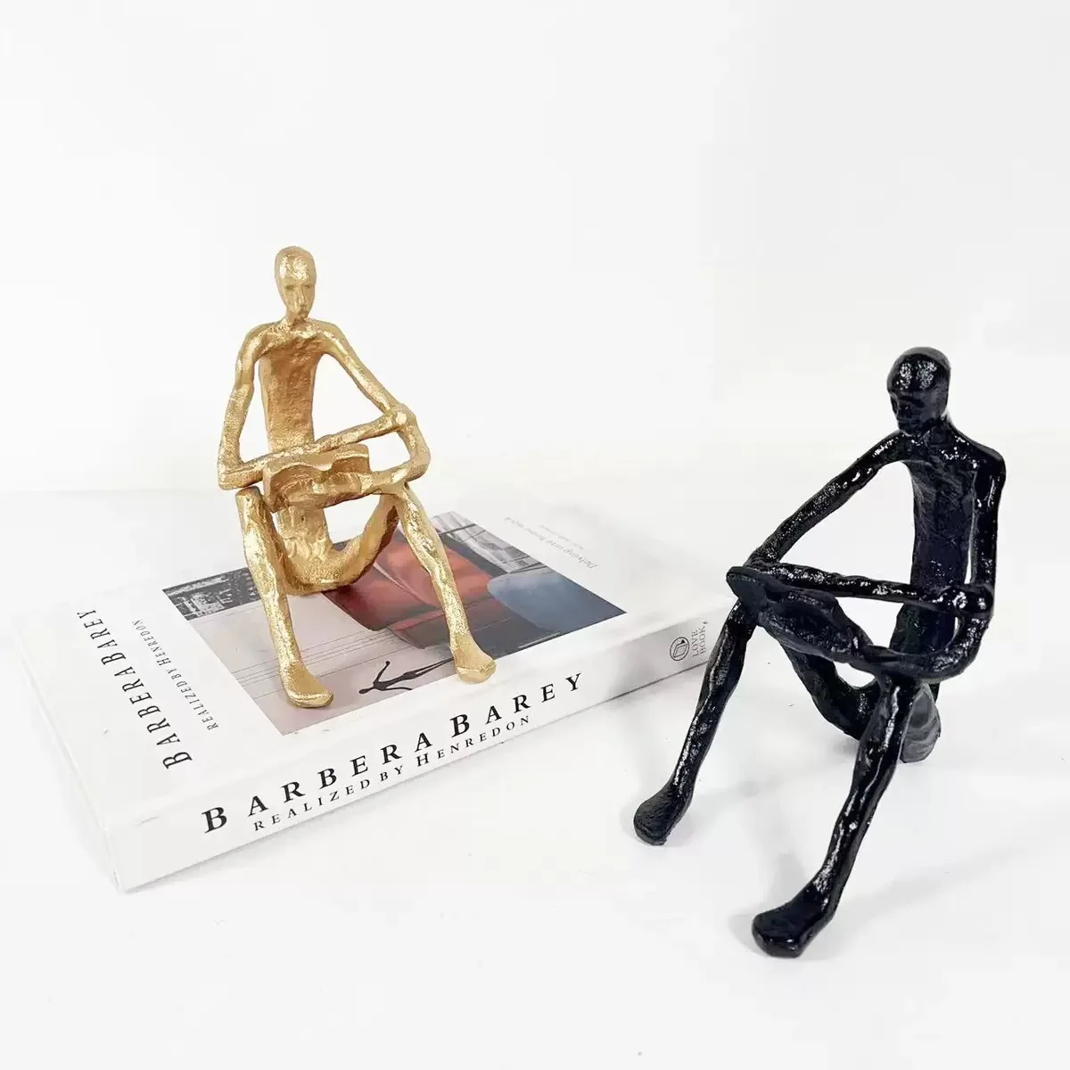 Leisure Reading Bronze Sculpture Brass Figurine Copper Home Tabletop Decoration