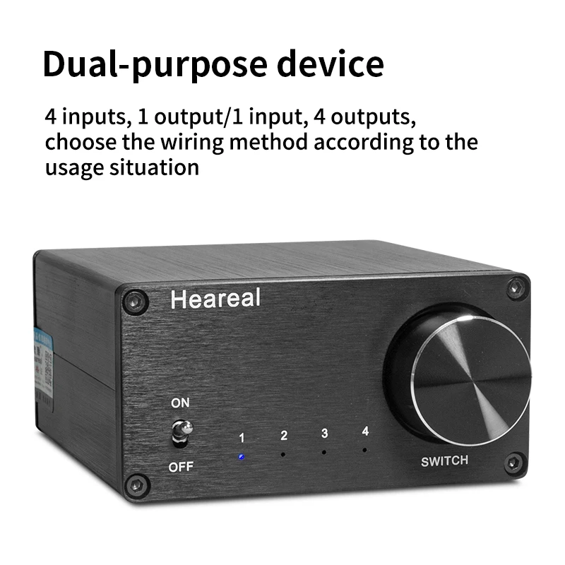 4 in 1 out 1 in 4 out Audio Signal Switcher, HiFi Stereo Lossless Signal Converter, Bidirectional Selector for Home Audio System