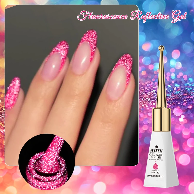 10ml MTSSII Fluorescence Reflective Glitter Gel Nail Polish Semi Permanent Soak Off UV Manicure Nail Art Varnish HEMA/TPO FREE