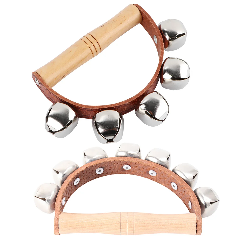 2 uds juguetes de campana de mano instrumentos musicales pandereta para niños juguetes de percusión aprendizaje
