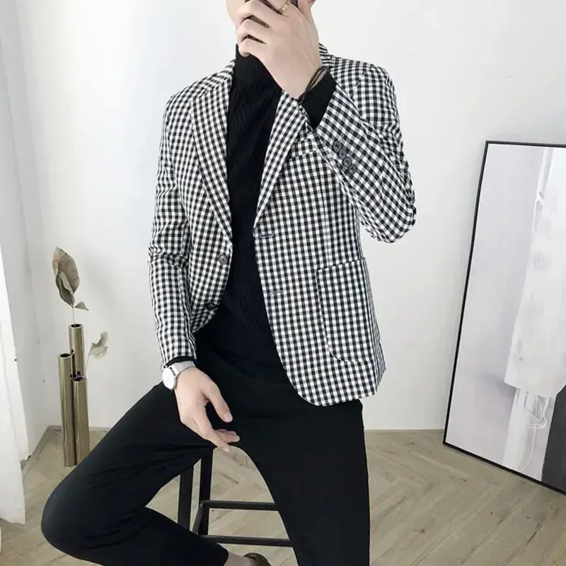 Men\'s Suit Jackets Thin Gray Male Blazer Coat Single Breasted Slim Fit Simple Menswear New in Elegant Summer Casual Fashion 2024