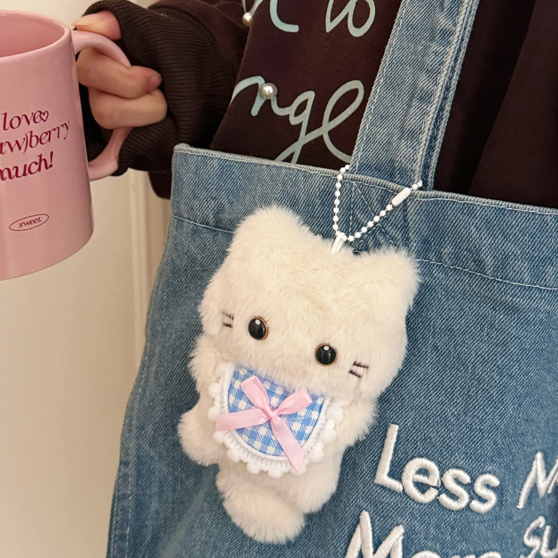 1/2 Uds. Lindo juguete de peluche gatito chirriante colgante chica mochila llavero muñeca colgante pareja regalo colgante