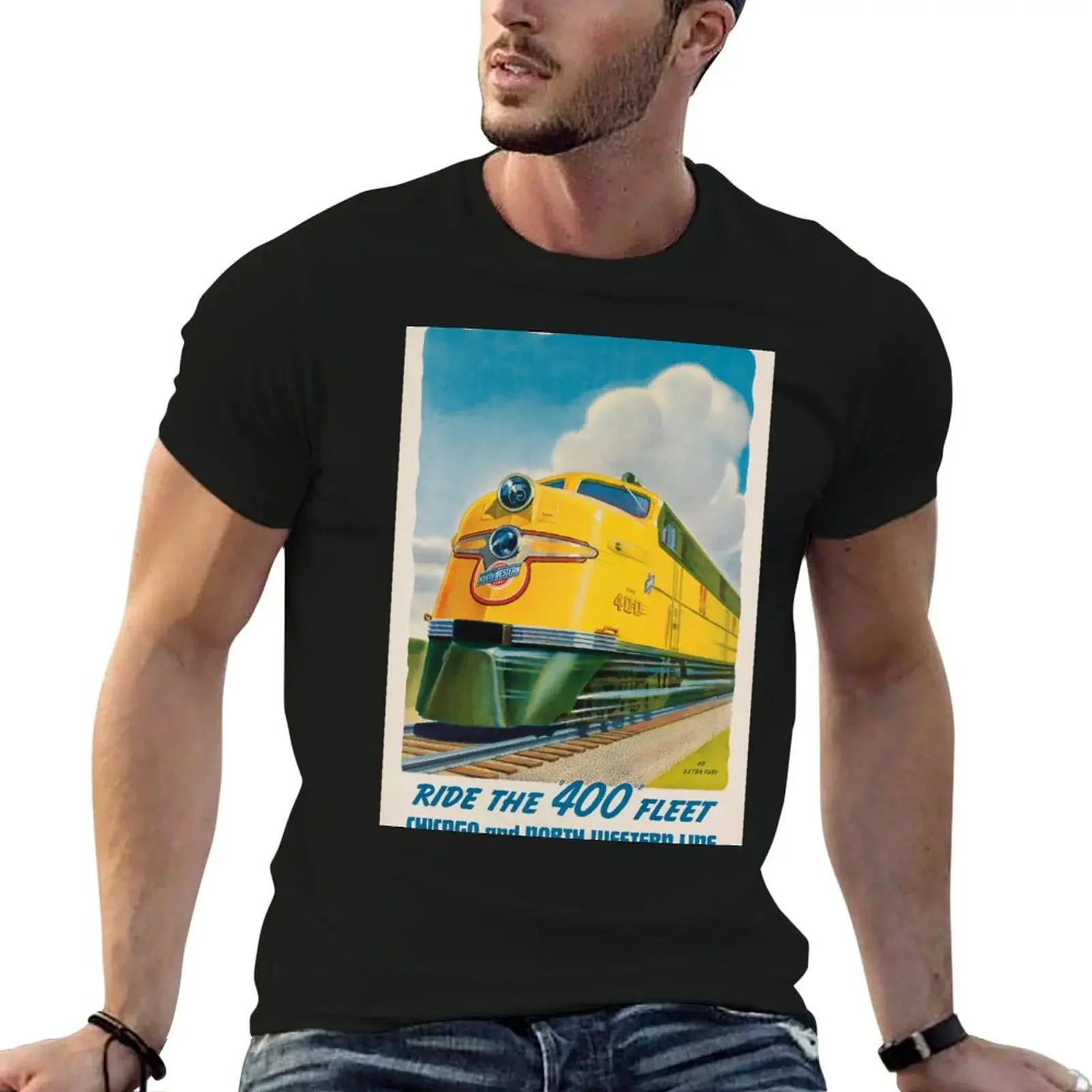 Ride the 400 Fleet vintage travel poster T-Shirt sports fans graphic t shirt vintage heavyweights mens plain t shirts