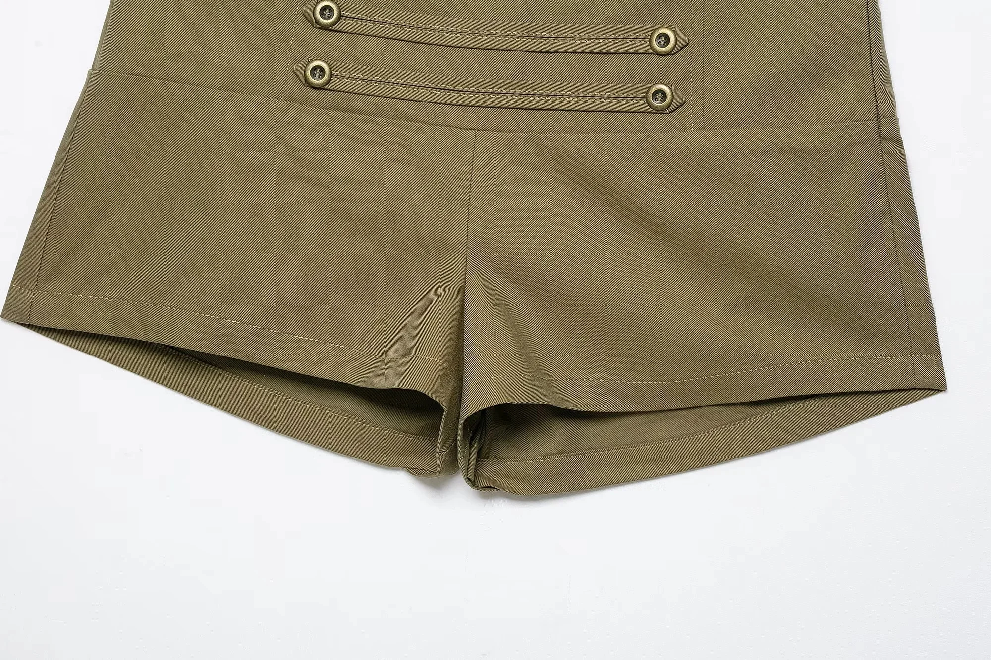 KONDALA Damen Vintage Trendy Shorts-Set mit Knöpfen, O-Ausschnitt, ärmellosem Reißverschluss-Top und Mini-Shorts – Neue Mode 2026 Sommer Casual Damen-Set – Detail 15