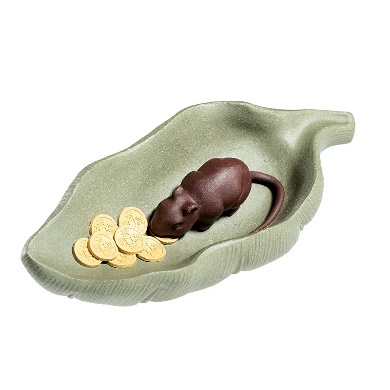 

Tea pet purple sand can raise leaf mouse ornament, zodiac mouse tea jewelry