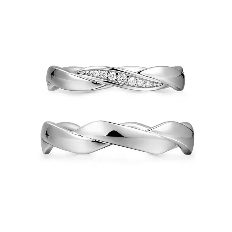 Custom Designer Handcrafted S925 Silver Möbius Fold Design Men's & Women's Couple Rings, Elegant Wedding & Engagement Gift